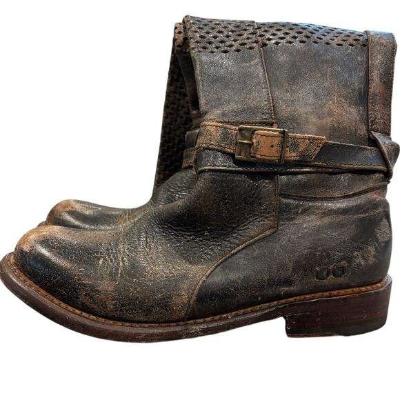 Bed Stu Cobbler Series Biltmore Boot Black Brown Distressed Perforated Knee Hi 7 - Picture 8 of 11